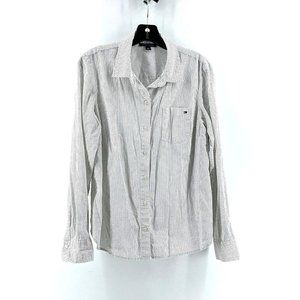 Tommy Hilfiger Women's Polka Dot Button Down Long Sleeve Fitted Shirt Size Small